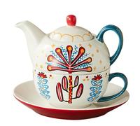 PRETYZOOM Service à Thé Artisanal Peint à La Main 1,2 l Théière en Céramique Bleu Kit De Tasses Assorties, Design Classique Anti-brûlure, pour Usage Domestique Et Moments De Convivialité