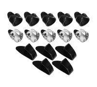 PRETYZOOM Set de 15 Médiators pour Guitare en Acier Inoxydable et Celluloïd Protège-Doigts Perforés Argentés Onglets Noirs pour Pouce et Index Accessoires pour Guitare Acoustique