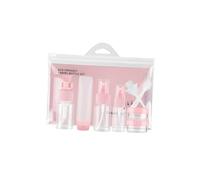 PRETYZOOM Set de Bouteilles de Voyage Pet Rechargeables avec Flacons Spray et Pots Crème pour Tonique Lotion et Crème Flacons Transparents Portables Roses Petits Contenants pour Cosmétiques