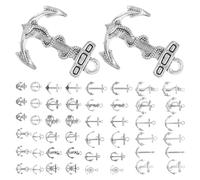 PRETYZOOM Set de Pendentifs Porte-clés Accessoires Bijoux Création Polyvalents Lot de 50 Ancre Vintage en Alliage de Zinc Argenté pour Besoins Commerciaux et Fournitures Artisanales