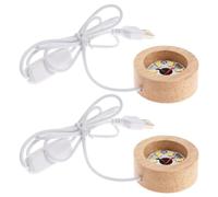 PRETYZOOM Socle Lumineux En Bois Pour Boule De Cristal Base Led À Chargement Usb Lot De 2 Supports ÉClairéS Pour PréSentoir Socles DéCoratifs 5X5X0.8 Pouces Art Du Verre Et Veilleuse