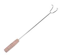 PRETYZOOM Spatule à Rôtir Acier Inoxydable Double Crochet Manche en Antidérapant pour Barbecue Ustensiles Cuisine Extérieurs Brochettes à Viande Outils de Grillade Camping et Fête