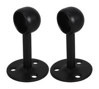 PRETYZOOM Support de Tringle à Rideaux Noir en Acier Inoxydable Bride Haute et Tête Ronde, Paire de Supports de Douille pour Placard, Fixation Plafond Stable Antidérapante, pour Rangement