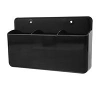 PRETYZOOM Support Mural Adhésif pour Télécommandes Multi-appareils 3 Compartiments Noir avec Dos Blanc, Organiseur Compact pour TV, Climatiseur et Ventilateur, Rangement Pratique