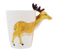 PRETYZOOM Tasse à Café Créative Gobelet à Boisson 500ml en Céramique Blanc, Motif Cerf Sika 3d, Décorative, Confortable à Tenir, pour Café et Petit-déjeuner