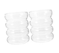 PRETYZOOM Tasse à Café En Verre Ondulé Lot De 2 Résistance Chaleur Design Transparent Pour Maison Pour Café Et Lait