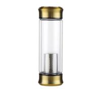 PRETYZOOM Tasse en Verre Double Paroi 320ml avec Double Couvercle et Infuseur, Résistant la Chaleur, Bureau Maison
