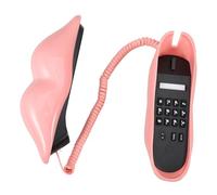PRETYZOOM téléphone à rouges téléphone rétro téléphone filaire téléphone à l'ancienne téléphone décoration de lèvre rouge téléphone fixe à Résine synthétique rose