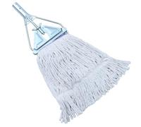 PRETYZOOM Tête de Balai à Franges Coton Pince Métal, Usage Industriel | Fixation à Vis, Forme Triangulaire, Embout Bouclé, pour Manches Compatibles et Sols en Ciment