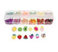 PRETYZOOM Tranches de Fruits en Pâte Polymère pour Nail Art 3d, Boîte 12 Compartiments, Décorations DIY pour Ongles et Coques de Téléphone, Breloques Colorées Multicolores, Accessoires