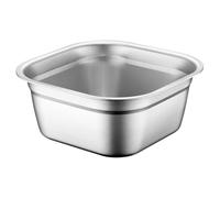 PRETYZOOM vasque carrée bassin de cantine en acier poêle de restaurant plateau de légumes bols à mélanger cuve inox épaisse bassine à soupe en métal Ménage bassine à vaisselle petits outils
