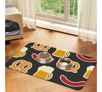 Pretzel and Beer,Waterproof Pet Feeding Mat,PU Leather Placemats for Cat Dog Water Bowl,Food Mats,40x60cm