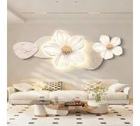 PreuepltrMa Art Mural 3D LED avec Télécommande, Sculpture Murale Horizontale Florale Texturée | Grand Décor Mural pour Salon Chambre(B,80 * 37cm/31.50"*14.57"in)