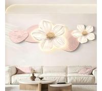 PreuepltrMa Art Mural 3D LED avec Télécommande, Sculpture Murale Horizontale Florale Texturée | Grand Décor Mural pour Salon Chambre(A,180 * 83cm/70.87"*32.68"in)