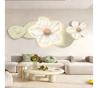 PreuepltrMa Art Mural 3D LED avec Télécommande, Sculpture Murale Horizontale Florale Texturée | Grand Décor Mural pour Salon Chambre(C,120 * 55cm/47.24"*21.65"in)