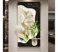 PreuepltrMa Art Mural 3D LED, Décoration Murale 3D avec LED Papillon Tulipe Vase Hydroponique avec Flacon d'eau Amovible Grand Art Mural pour entrée Salon(B,50 * 100cm/19.69"*39.37"in)