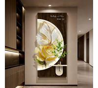 PreuepltrMa Art Mural 3D LED, Décoration Murale 3D avec LED Papillon Tulipe Vase Hydroponique avec Flacon d'eau Amovible Grand Art Mural pour entrée Salon(C,60 * 120cm/23.62"*47.24"in)