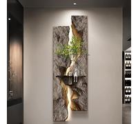 PreuepltrMa Art Mural 3D LED, Décoration Murale 3D avec LED Vase Hydroponique en Grès avec Vase en Verre Intégré Grand Art Mural pour entrée Salon(C Sensor,35 * 100cm/13.75"*39.37"in)