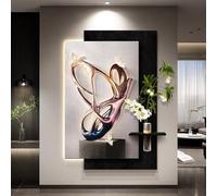 PreuepltrMa Art Mural 3D LED, Décoration Murale avec Papillon Moderne Vase Hydroponique Texture Grès Grand Art pour entrée Salon(C Control,27.56"*39.37"in)