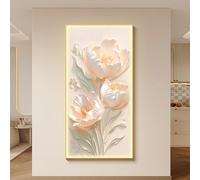 PreuepltrMa Art Mural 3D LED, Décoration Murale Tulipe texturée avec télécommande et lumières LED gradables, Sculpture Murale Verticale pour entrée, Salon(C,80 * 160cm/31.50"*62.99"in)