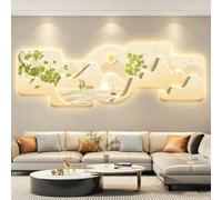 PreuepltrMa Art Mural 3D LED, Grande Décoration Murale 3D avec LED Paysage Montagnard avec Capteur/Mouvement Télécommande Art Mural en Porcelaine Cristal(D Control,120 * 40cm/47.24"*15.75"in)