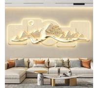 PreuepltrMa Art Mural 3D LED, Grande Décoration Murale 3D avec LED Paysage Montagnard avec Capteur/Mouvement Télécommande Art Mural en Porcelaine Cristal(A Sensor,120 * 40cm/47.24"*15.75"in)