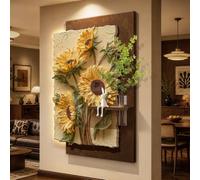 PreuepltrMa Art Mural 3D LED Relief Tournesol Lumineux en Grès