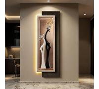 PreuepltrMa Art Mural 3D LED, Sculpture Murale Verticale Cheval & Cerf Abstrait Moderne Grand Décor Mural Surdimensionné pour Entrée Salon(A,35 * 78cm/13.78"*39.37"in)