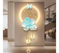 PreuepltrMa Décoration Murale 3D avec LED, Décor Mural 3D Fleur Papillon avec Télécommande/Capteur de Mouvement Art Mural Acrylique Luxueux pour Salon Entrée(B Sensor,50 * 120cm/19.69"*47.24"in)