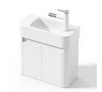 PreuepltrMa Meuble Blanc de Salle de Bain lavabo Suspendu, Meuble Angle, Complet avec Robinet, pour Petits espaces, Moderne et Fonctionnel(50cm(19.69 in) in Length)