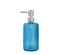 Preuve de Fuite Accueil/Hôtel/Salle de Bain Bouteille de Lotion en Verre à Pousser 500 ML Porte-Savon Transparent Cylindrique(Blue)