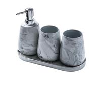 Preuve de Fuite Distributeur de Savon en céramique, kit créatif de 4 Articles de Toilette for Salle de Bain, gobelet for Bain de Bouche