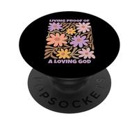 Preuve vivante d'un Dieu aimant : foi chrétienne florale rétro PopSockets PopGrip Adhésif