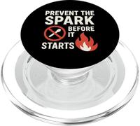 Prévenir l'étincelle Avant qu'elle ne Commence | Cadeau Slogan de sécurité Incendie PopSockets PopGrip pour MagSafe