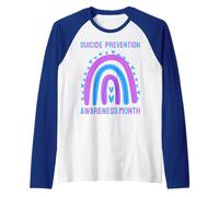 Prévention du Suicide en Forme de cœur Arc-en-Ciel pour Maman, Papa, garçon, Fille Manche Raglan