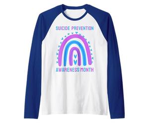 Prévention du Suicide en Forme de cœur Arc-en-Ciel pour Maman, Papa, garçon, Fille Manche Raglan