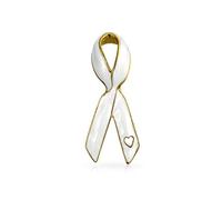Prévention Et Sensibilisation Ruban Blanc Terrorisme, Paix, Cécité, Souvenir De L'Holocauste Broche Pour Femmes Cœur Ouvert Émail Plaqué Or