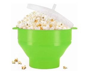 Prevessel Bol à Pop-corn Pliable en Silicone pour -ondes, Bol Portable Facile à Utiliser pour les Voyages et les Dortoirs Universitaires, Vert 9,4 X 7,9 X 5,7 Pouces