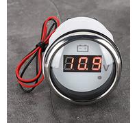 Prevessel Jauge de Tension étanche à Affichage Numérique LED, pour Bateau, Compteur Marin Antirouille, Alarme Intelligente 8-32V 2 Pouces, Acier Inoxydable 316 Blanc (Blanc)