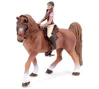 Prevessel Jouet équitation cowgirl et cheval, cheval miniature, cheval marron avec figurine et selle, collection de figurines d'animaux pour enfants