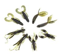 Prevessel Leurres de Pêche Silicone de Haute qualité Résistance écologique pour la Pêche Naturelle Convient aux Amateurs de 25 Pièces 3 Couleurs 6,2 Cm 2,44" 6 Cm,36" 4,5 1,77" 5,8,28" Marron Vert