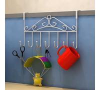 Prevessel Support de Crochet de Porte élégant à 7 Crochets, Organisateur de Cintre de Porte pour Manteaux, Serviettes, Ceintures pour Chambre à Coucher et Salle de Bain (Blanc)