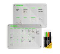 PREVIS BRAND 2X Calendrier Magnetique Frigo Transparent (Mensuel+Hebdomadaire) A3(30X40CM) avec 4 Marqueurs Premium -2 Tableau Planner Frigo Transparent -Idéal Pour une Organisation Minimaliste