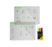 PREVIS BRAND 2X Calendrier Magnetique Frigo Transparent (Mensuel+Hebdomadaire) A4(21X30CM) avec 4 Marqueurs Premium -2 Tableau Planner Frigo Transparent -Idéal Pour une Organisation Minimaliste