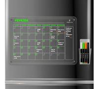 PREVIS BRAND Calendrier Acrylique Mensuel Magnetique Frigo Transparent A3 (30X40CM) avec 4 Marqueurs Premium - Tableau Planner Frigo transparent - Idéal Pour une Organisation Simple et Minimaliste