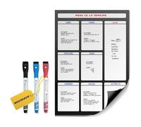 Previs Planning Frigo Magnetique Hebdomadaire A4 (21X29CM) avec 3 Marqueurs Premium - Idéal pour les listes de courses et l'organisation des menus, le travail, l'école et la semaine en famille.