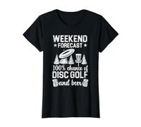Prévision du W nd 100% Chance de Disque Golf et de bière T-Shirt Graphique avec Valeur, Femme, Noir, XS