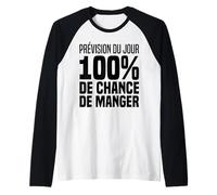 Prévisions du Jour 100% De Chance De Manger Humour J'Ai Faim Manche Raglan