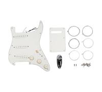 Prewired Electric Guitar Pickguard, Retro White, 3 Layers PVC, Alnico 3 Single Coil Double Coil Pickup - Durable Brass Base, Facile Installation, Esthétique Vintage pour Guitares (Prise Black Ship)
