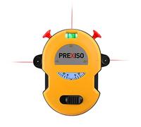 PREXISO Niveau Laser Linéaire 10M avec 1 Bulle Auxilliaire et Angle de Référence：15°≤N°≥75° Ligne Laser Multi-Surfaces avec Base de Montage Mural, Opération par un Bouton, Piles AA incluses